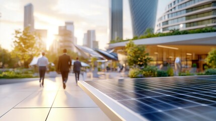 Obraz premium Green City Solar Panel Business Sustainability