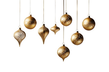 Gold Christmas Ornaments with Transparent Background