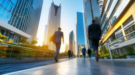 Fototapeta premium Urban Business District with Modern Green Buildings
