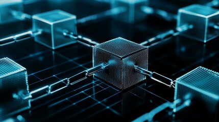 Blockchain Network Security Data Blocks Connected by Chains