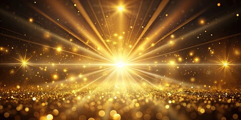 Fototapeta premium Abstract background with golden light beams and particles, golden, light, beams, particles, abstract, background, glow