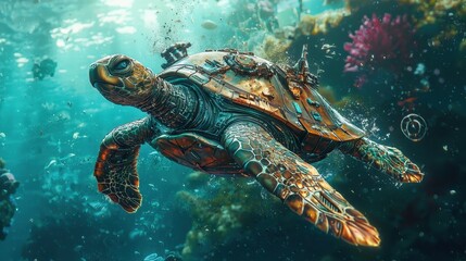 Obraz premium Biomechanical Mystic Turtle