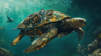 Obraz premium Biomechanical Mystic Turtle