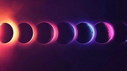 Neon Eclipse Phases Cosmic Background - Abstract Space Art