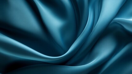 Teal Silk Fabric Draped Softly, Elegant Textile Background