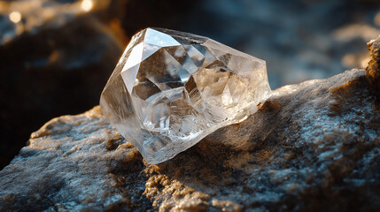 crystal of diamond on rock