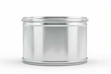 Shiny silver metal tin can container mockup.