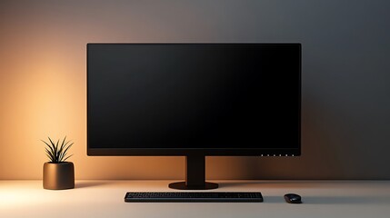Modern Computer Setup at Dusk: A 3D Render. AI Generated