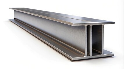 Isolated  of I-beam rolled metal, industrial, construction, steel, manufacturing, engineering, production, metalwork