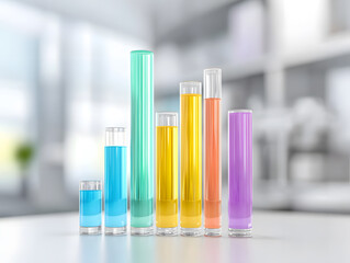 Colorful chemical experiment test tubes display laboratory scientific content bright environment close-up view chemistry concepts