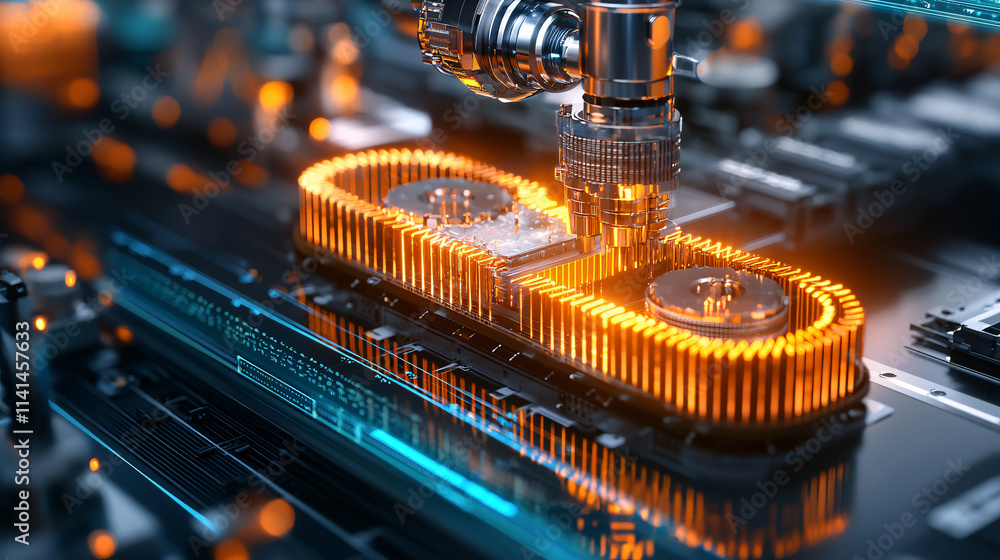 Aufkleber ai robotics technology in research lab, showcasing advanced machinery and intricate designs. glowing