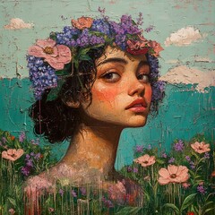 Portrait of a Woman with Flower Crown