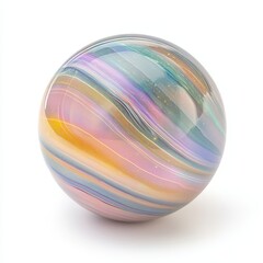 Obraz premium Colorful striped sphere on white background.