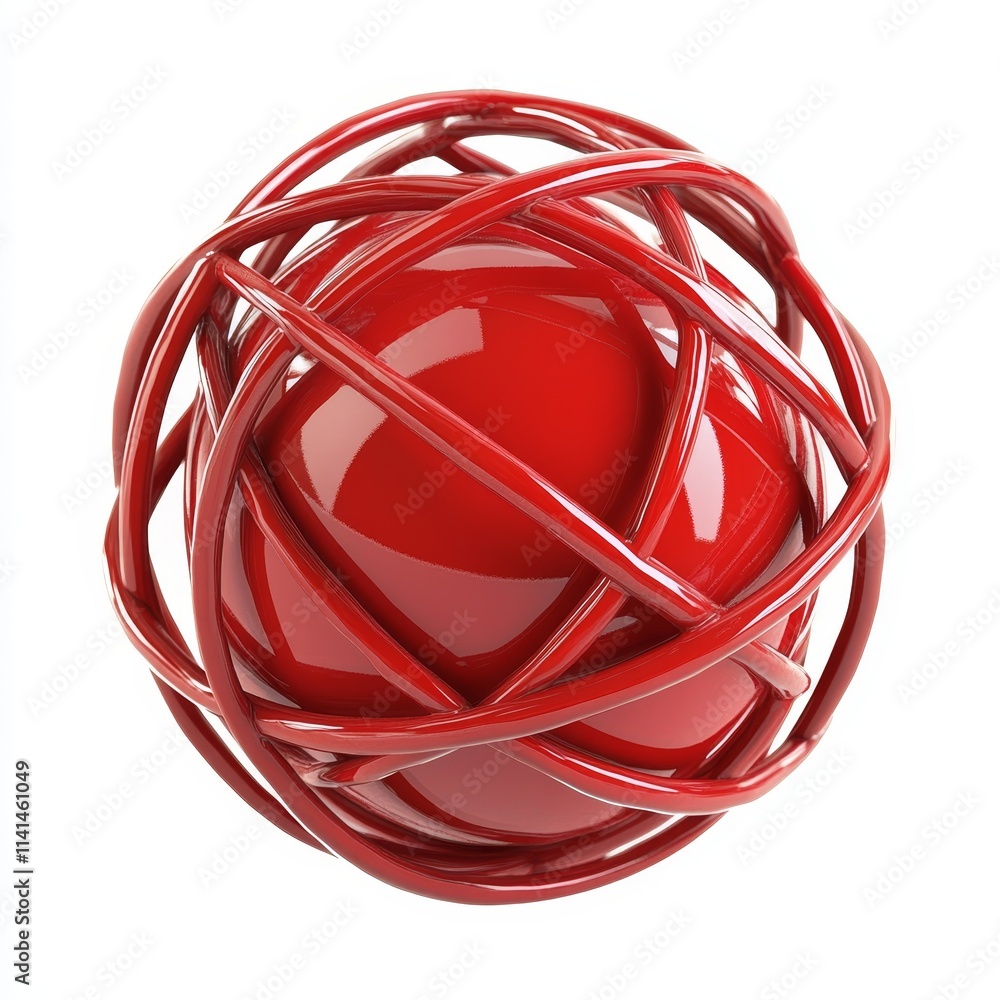 Poster Red sphere encased in a red wireframe.