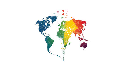 Obraz premium Global map visualization data representation infographic world colorful design artistic perspective geographical concept