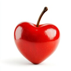 Obraz premium Red heart-shaped apple on white background.