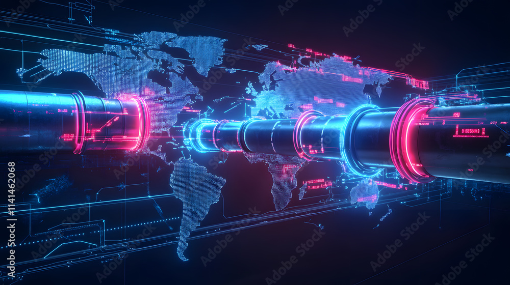 Poster digital transformation trends global business landscape data visualization futuristic environment hi