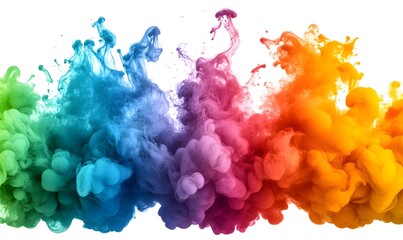 Fototapeta premium Vibrant colorful ink swirling on a white background.