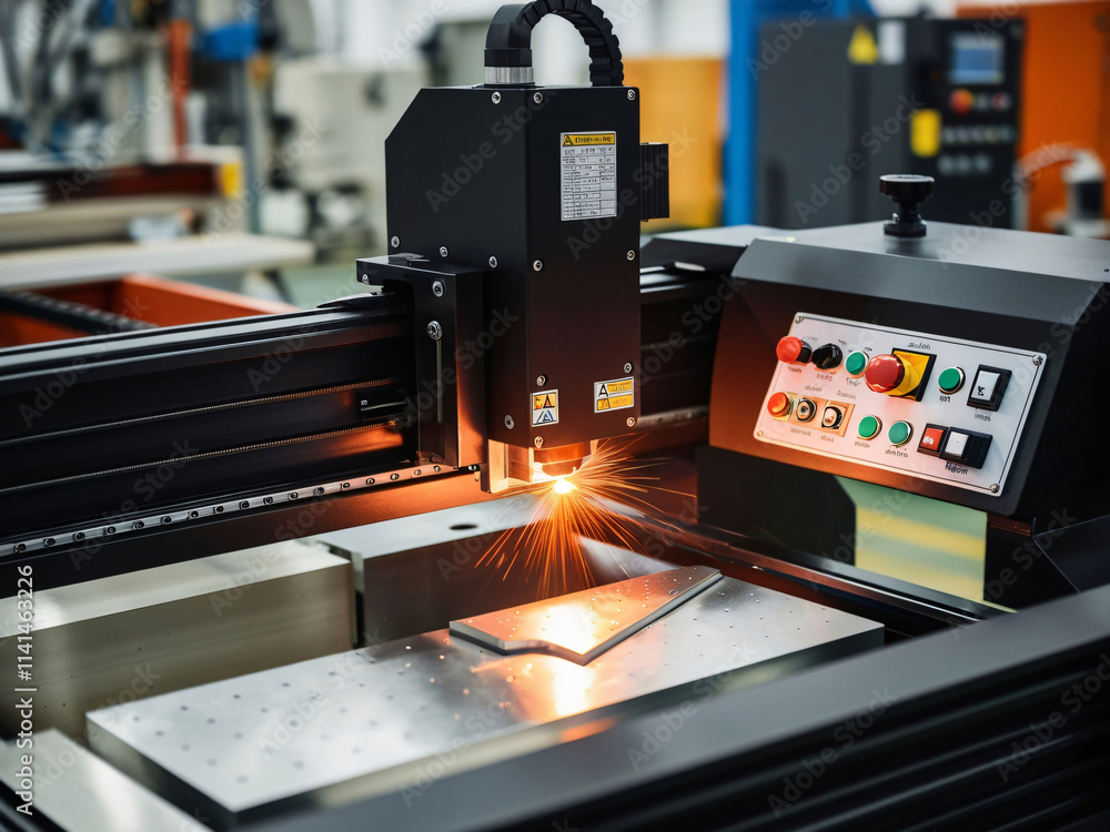 Poster high-precision machinery is engaged in the process of enhancing electronic components on a circuit b