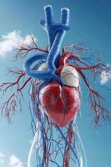 Diagram of the circulatory system with labeled heart and vessels