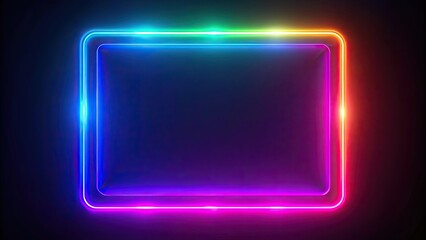 Abstract neon LED square border with futuristic colorful render, neon, LED, square, border, futuristic, colorful, abstract