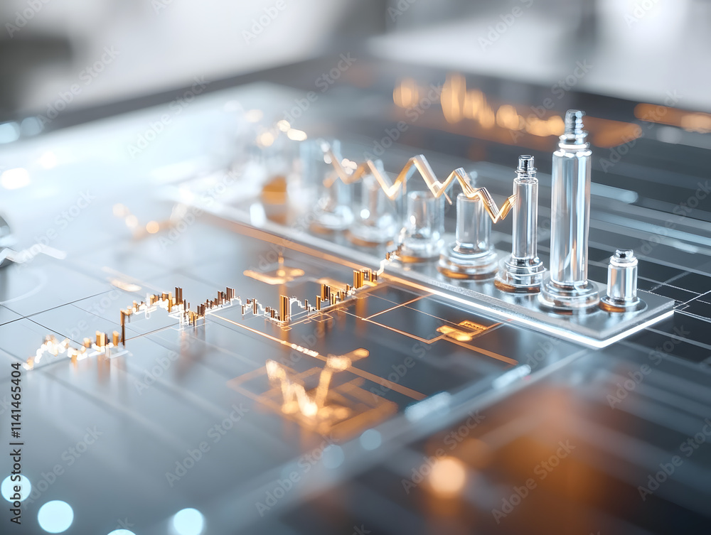 Aufkleber analyzing business growth trends digital workspace infographic data high-tech environment close-up v