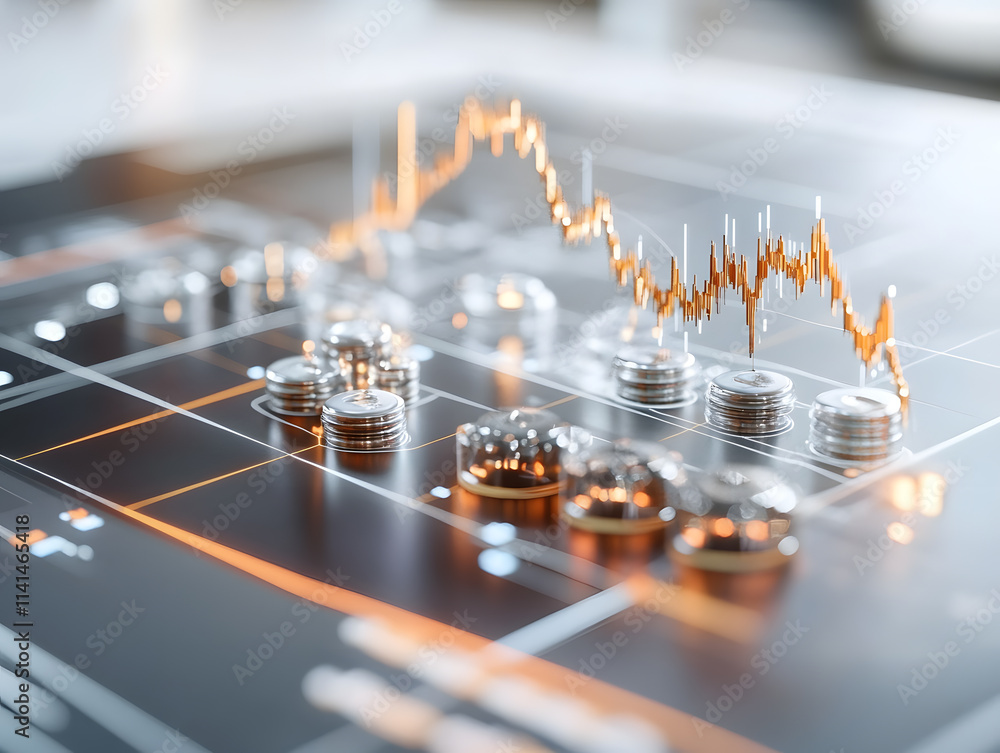 Poster analyzing financial performance trends business sector infographic digital environment close-up view