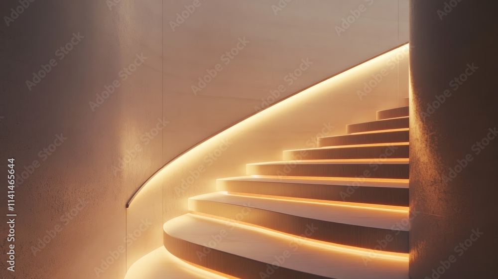 Aufkleber A modern staircase with soft lighting, creating an inviting and elegant atmosphere.