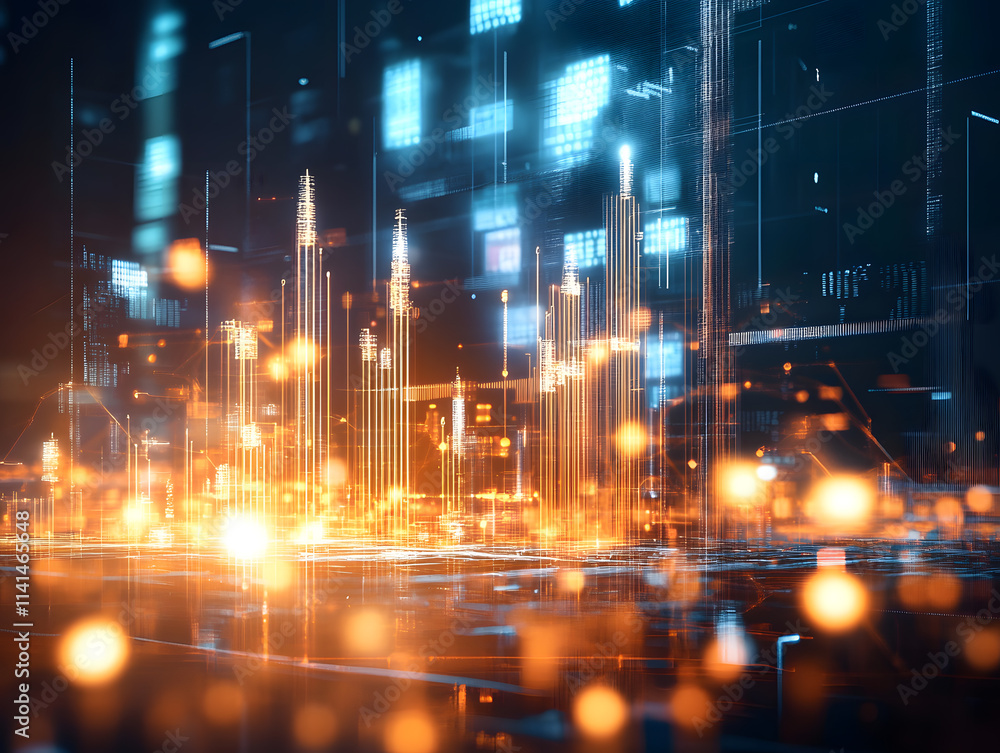 Poster digital event analysis virtual environment data visualization technology sector futuristic perspecti