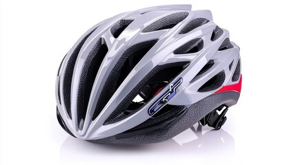 A sleek, modern cycling helmet designed for optimal safety and aerodynamics, featuring a stylish silver and black color scheme.