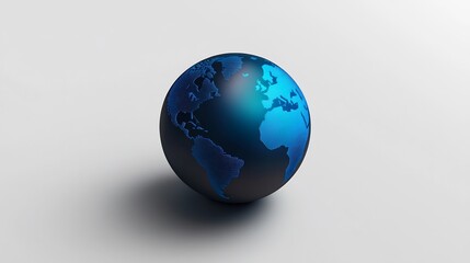Glowing Blue Earth Globe on White Background: A Symbol of Global Interconnection