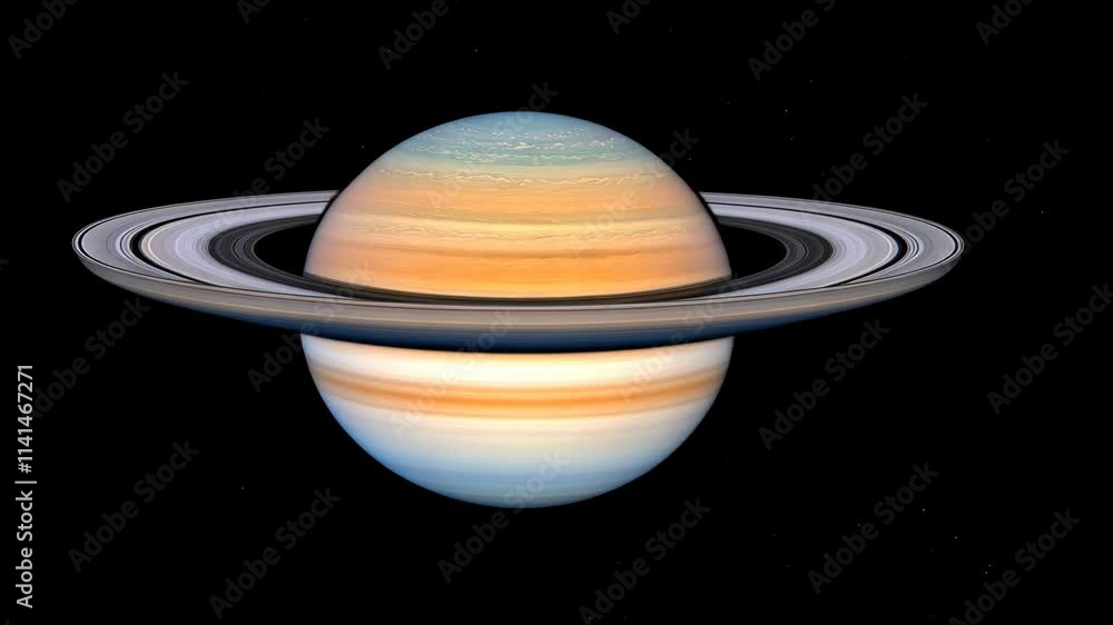 Wall mural saturn's vibrant rings and atmosphere captured in deep space