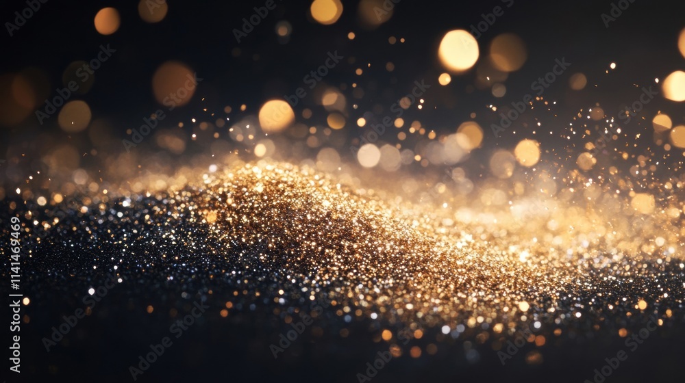 Poster a stunning explosion of golden glitter against a dark background creates a captivating visual effect