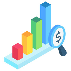 Metrics isometric 3D color icon. use for modern concept, print, UI, UX kit, web and app development. Vector EPS 10, related to education, business, finance.