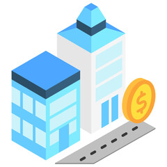 Fototapeta premium Real Estate isometric 3D color icon. use for modern concept, print, UI, UX kit, web and app development. Vector EPS 10, related to education, business, finance.