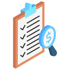 Evaluation isometric 3D color icon. use for modern concept, print, UI, UX kit, web and app development. Vector EPS 10, related to education, business, finance.