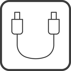 usb cable icon in line black square frames, line icon