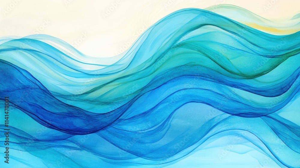 Poster soft blue waves undulate gently across a calming gradient background, evoking a sense of tranquility