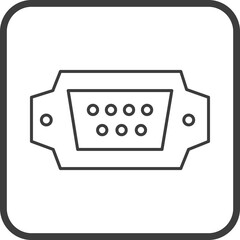 vga cable icon in line black square frames, line icon