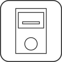 case computer icon in line black square frames, line icon