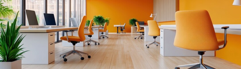 Fototapeta premium Tailored adjustable lighting enhances productivity and ambiance in a modern coworking space.