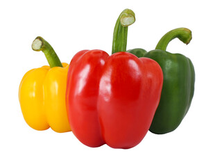 Colorful Bell Peppers Trio for Healthy Cooking and Fresh Food Concepts. Ideal for promoting healthy eating, food blogs, grocery ads, and culinary visuals