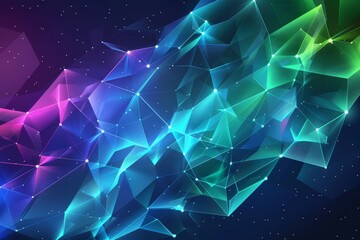 Abstract  Neon  Geometric Design  with  Glowing  Lines