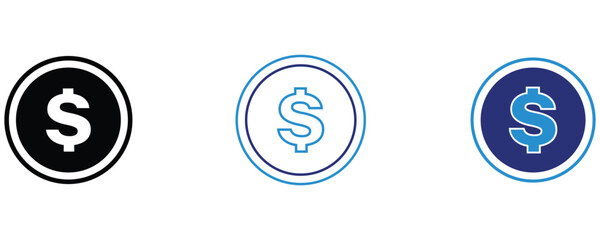 Dollar sign icon vector set, dollar vector icon set isolated on white background.