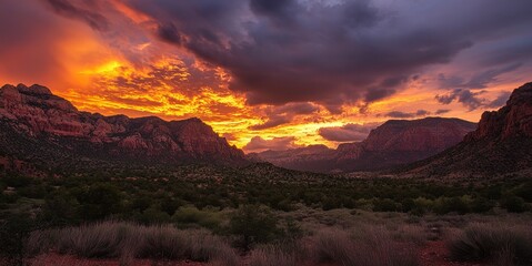 A breathtaking sunset over rugged mountain, nature, background and valleys, showcasing nature's beauty.