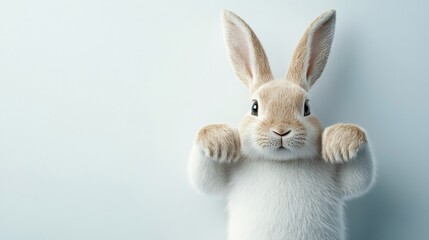 Obraz premium Powerful Rabbit Posing with Flexed Arms,Conveying a Sense of Physical Strength,Determination,and Fighting Readiness
