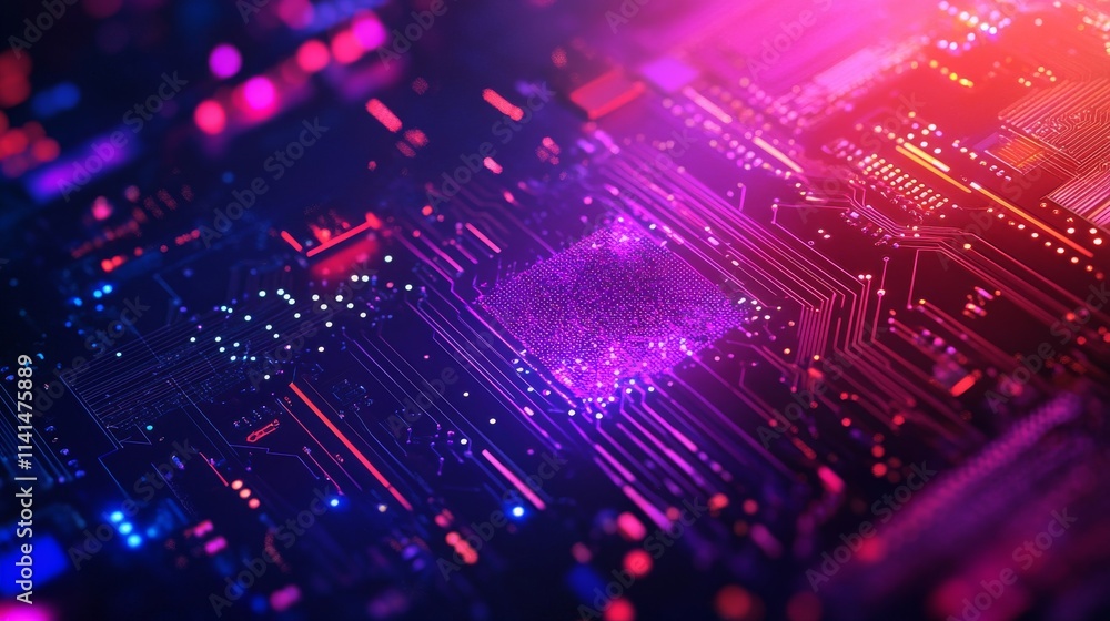 Poster abstract technology background. cyber security concept. fingerprint scanning on circuit board vector