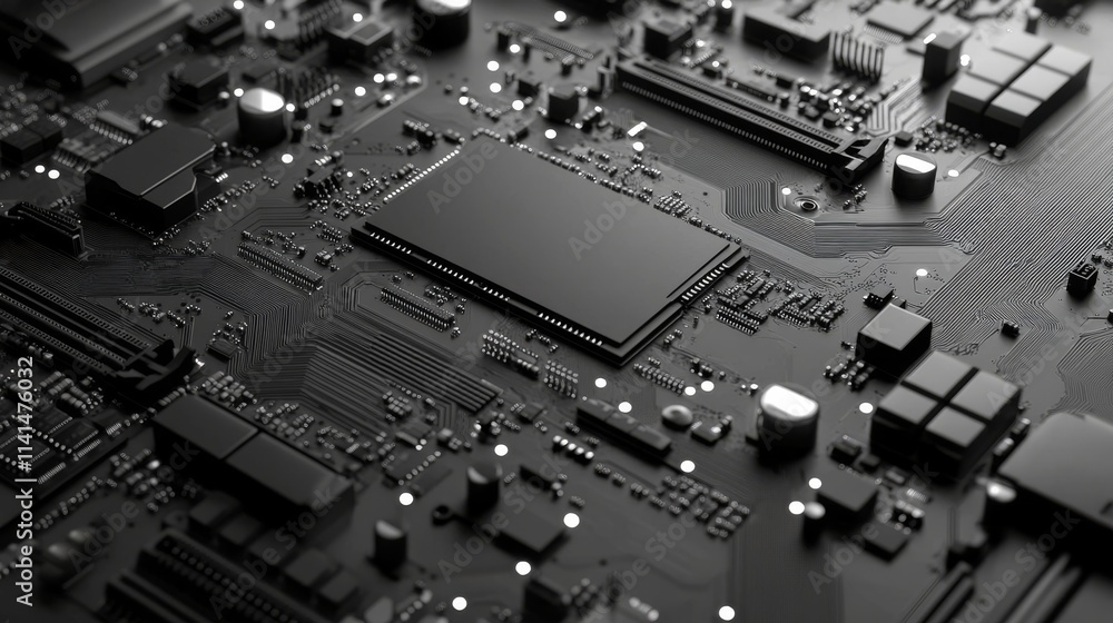 Poster central computer processors cpu concept. motherboard digital chip. technology science background. in