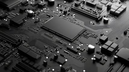 Central Computer Processors CPU concept. Motherboard digital chip. Technology science background. Integrated communication processor. 3D illustration