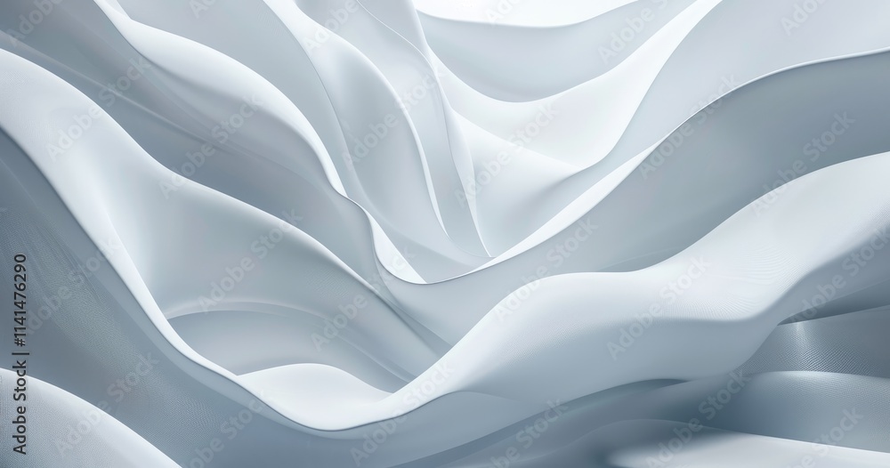 Poster abstract white waves create a smooth, flowing texture, evoking calm and serenity.
